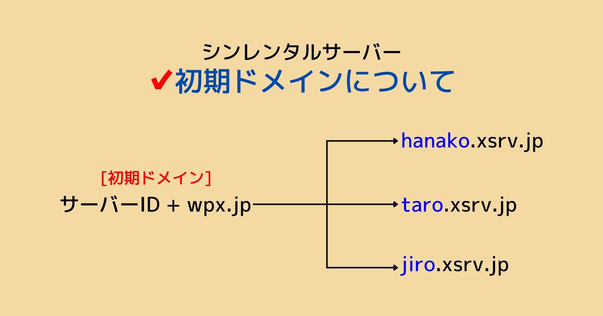シンレンタルサーバーの初期ドメインのイメージ