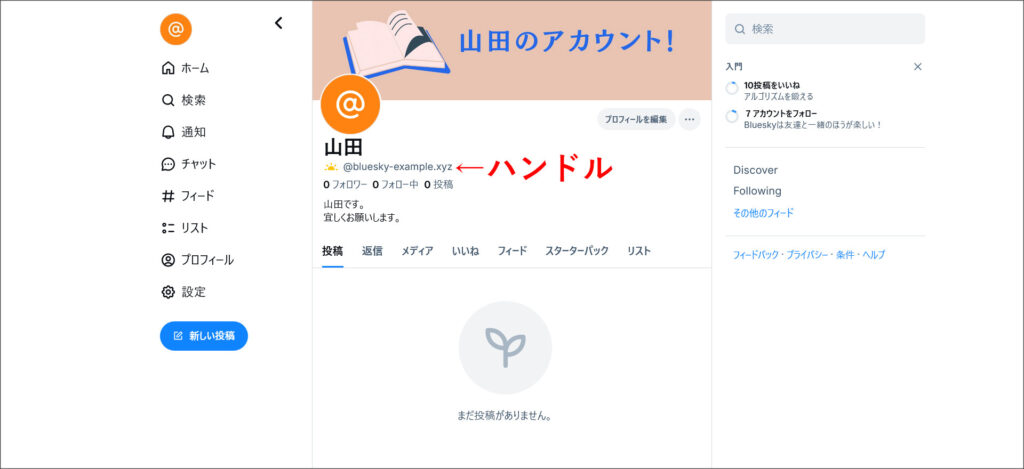 Blueskyのプロフィール画面