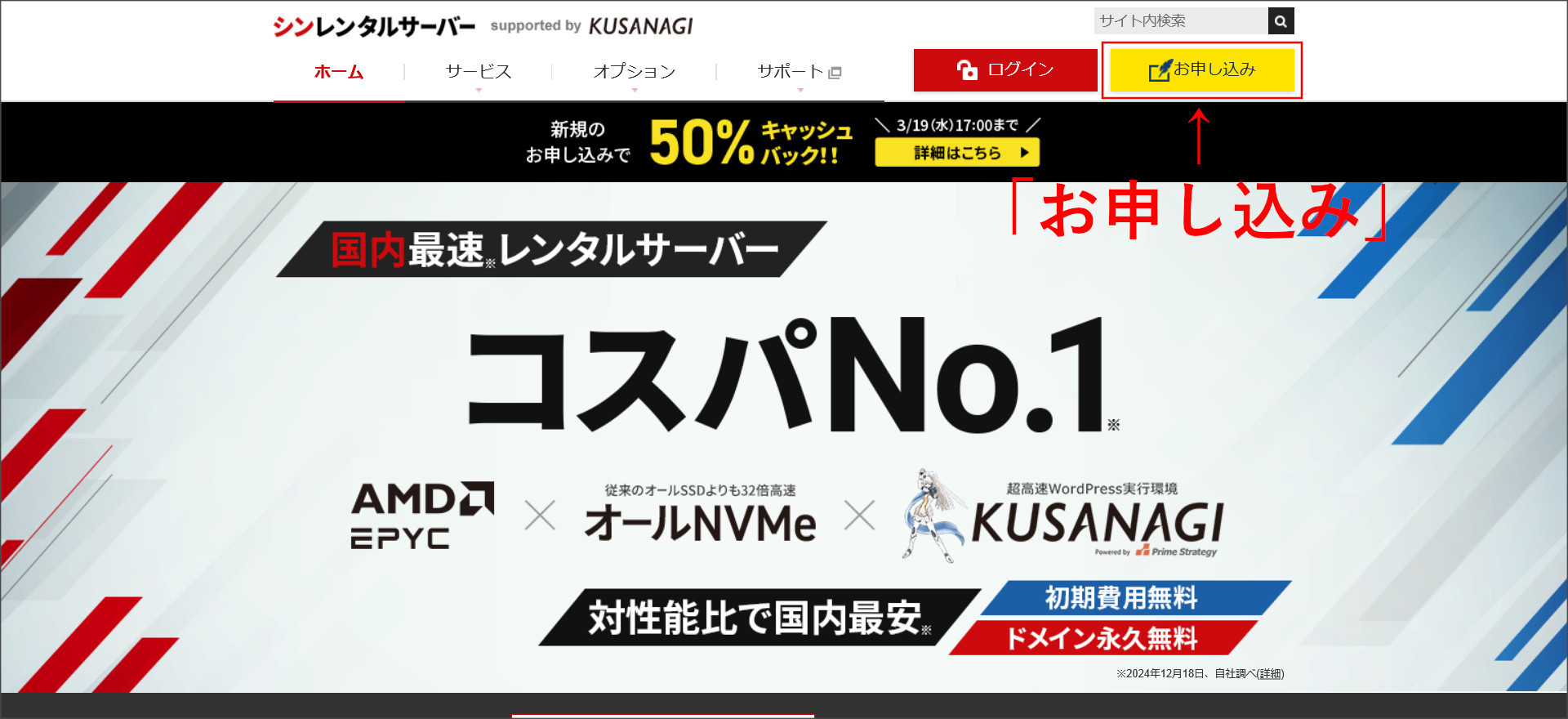 シンレンタルサーバーの公式サイト